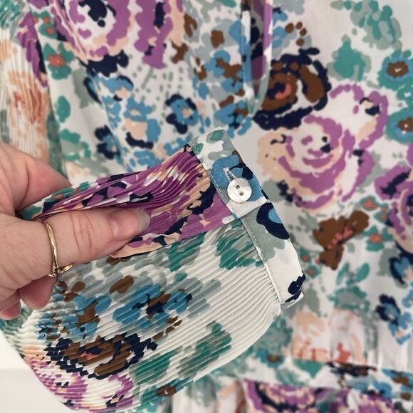 Charming Charlie Women's Floral Top Blouse Long Sleeve Peplum Multicolor Medium - Picture 14 of 16
